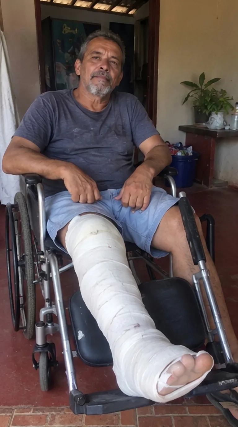 Josué, pedreiro que caiu de andaime e está na cadeira de rodas